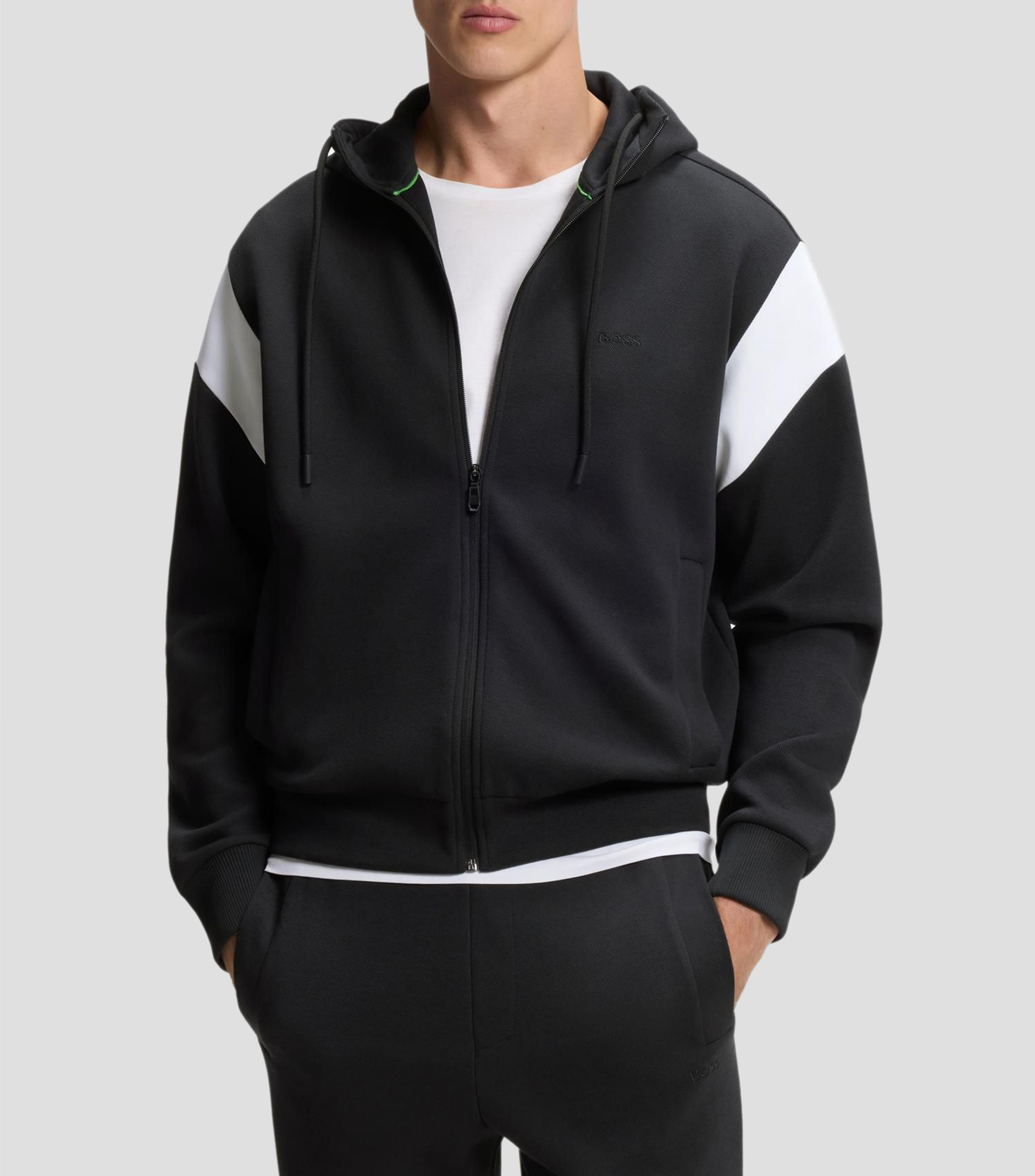 Sudadera regular en piqué con cremallera Hombre